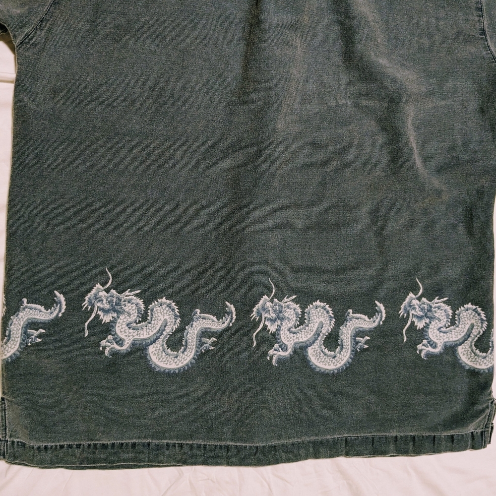 Vintage Colo Wear Button Down Shirt Short Sleeve Cotton Dragon Print Y2K  Medium - Picture 3 of 10